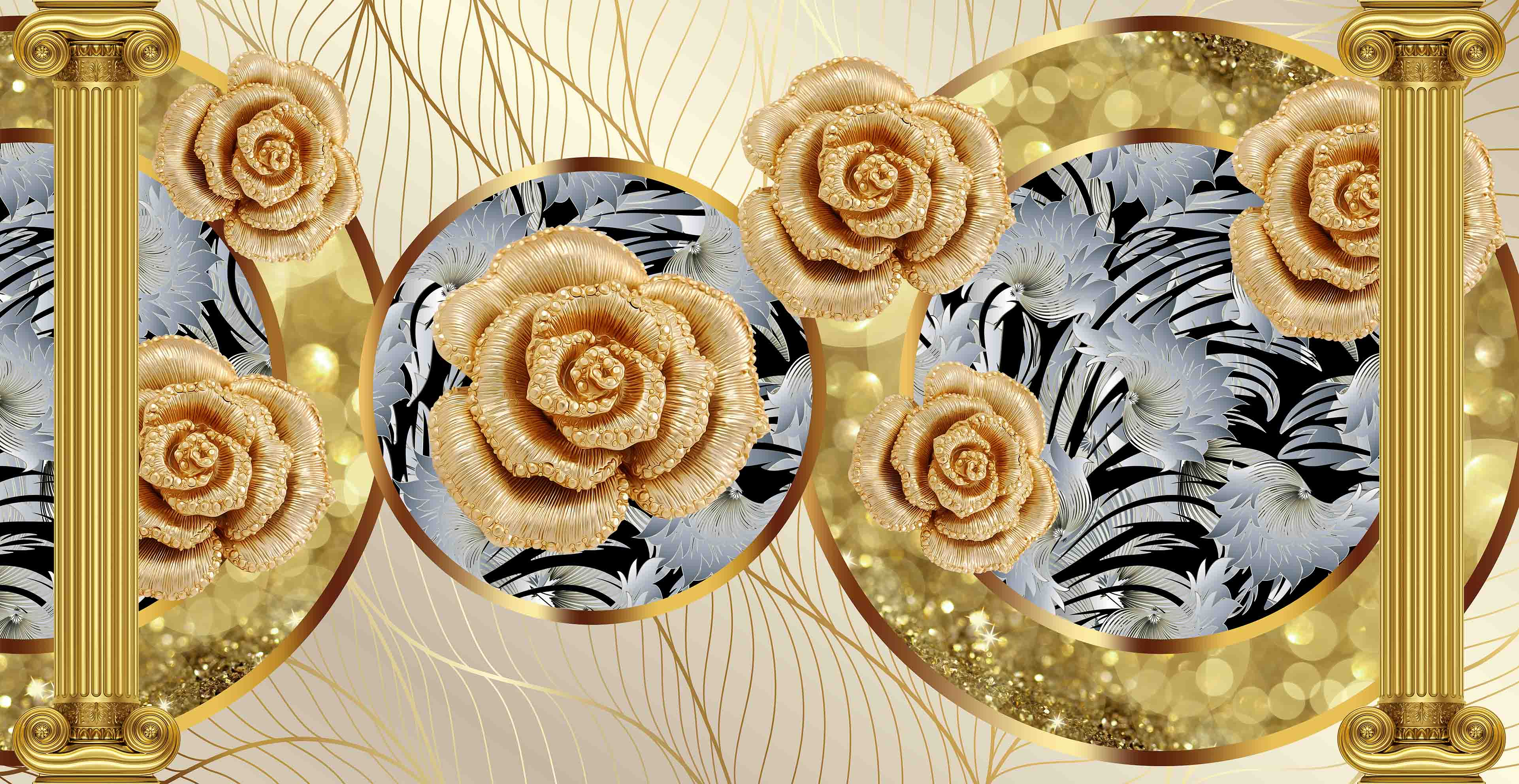 Fototapet Trandafiri Aurii