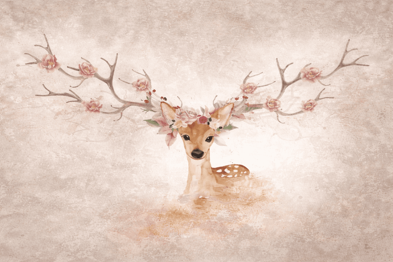 Fototapet Căprioară cu Flori